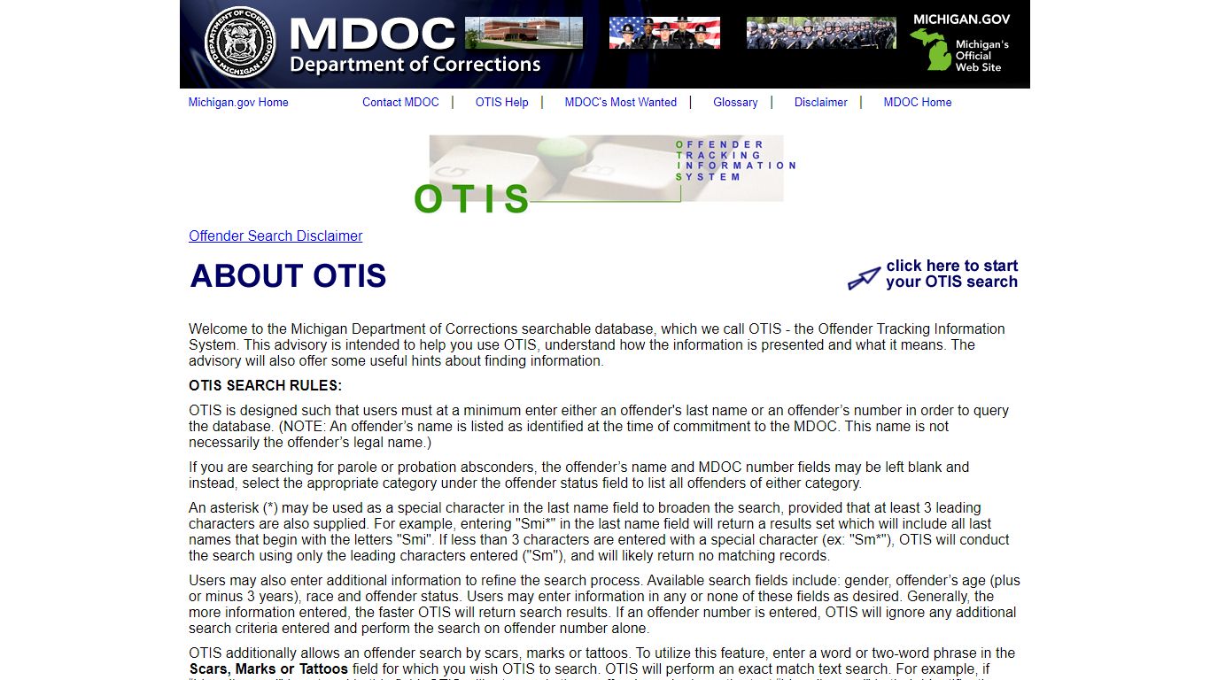 Offender Tracking Information System (OTIS) - Michigan.gov Banner